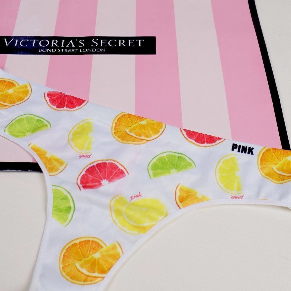 new! VS PINK no show seamless thong citrus summer